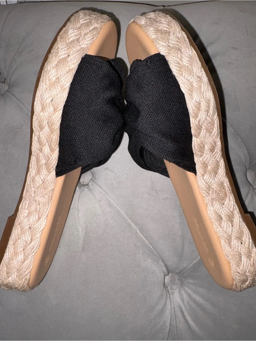 Black Knotted Espadrille Slide Sandals - Women